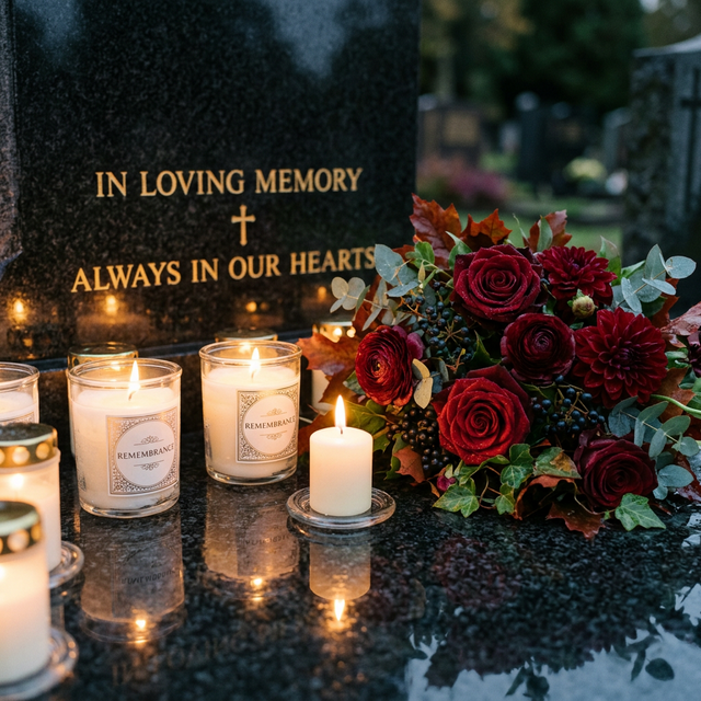 Piemiņas sveces un ziedi